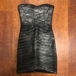 BCBG black / silver strapless dress XS